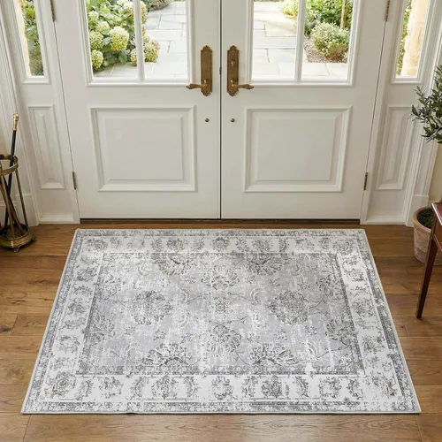 Vista 176 de jinchan Fiora - Alfombra lavable de área pequeña, alfombra de entrada floral de medio círculo de 2 x 3, tapete de media luna de pelo bajo, suave