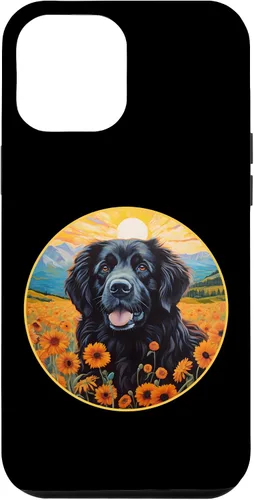 Vista 6 de Funda para iPhone 15 Linda Terranova Perro Colorido Flor Montaña Puesta de Sol Newfie