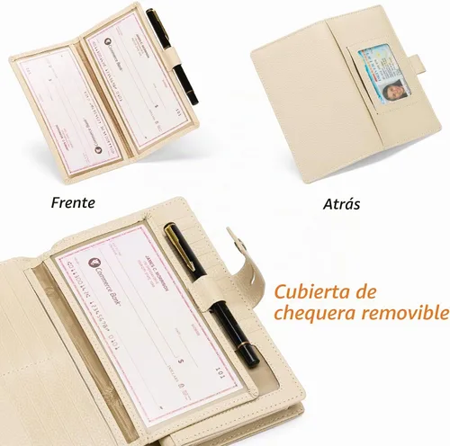Vista 3 de SENDEFN Carteras de mujer de gran capacidad con bloqueo RFID, carteras de cuero, organizador de tarjetas de crédito con porta cheques, Compacto