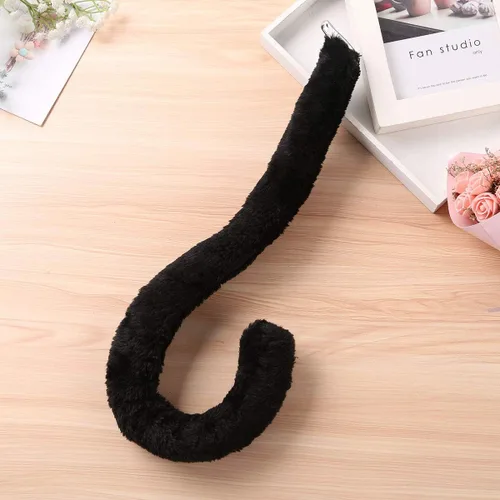 Vista 7 de TiaoBug Juego de disfraz de gato diseño de orejas de gato pajarita y cola para Halloween fiesta de Halloween accesorios de disfraz negro aro de pelo