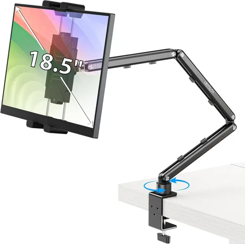 Vista 13 de Urmust Soporte de pared para tableta para iPad, rotación de 360°, soporte ajustable para tablet con brazo extensible de aluminio, para iPad