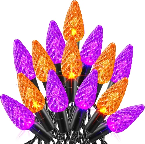Vista 7 de Dazzle Bright Tira de luces de Navidad C6, 100 LED de 33 pies, luces de Navidad para exteriores, impermeables, conectables, 8 modos de luces