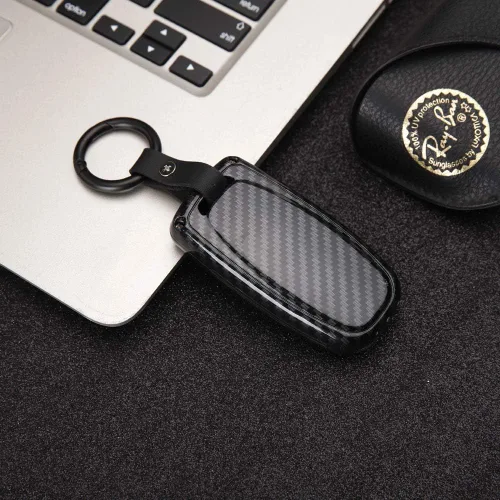 Vista 3 de Funda para llavero Beerte compatible con Audi A3 A4 A5 A6 A7 A8 S5 Q3 Q5 Q7 TT, llave inteligente de 3 botones, control remoto, llave de acceso sin