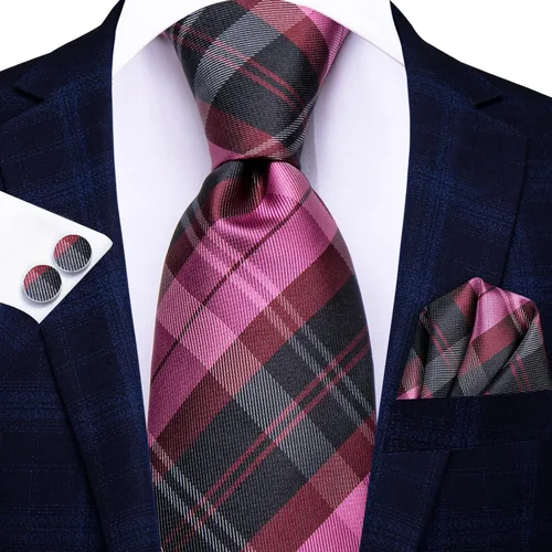 Vista 134 de Hi-Tie Corbatas de seda para hombre, diseño de cachemira a rayas, con bolsillo, gemelos cuadrados, conjunto formal de negocios