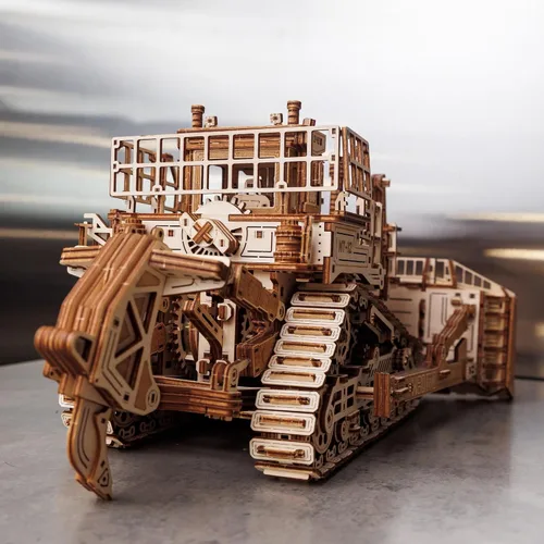 Vista 10 de Wood Trick Terrain Titan Bulldozer - Rompecabezas de madera 3D para adultos
