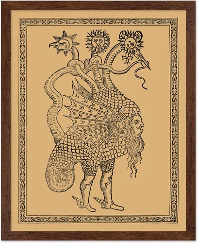 Vista 47 de Poster Master Póster vintage, estampado retro de león verde devorando el sol, arte hermético, arte de mitología, regalo para hombres y mujeres