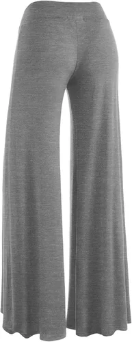 Vista 139 de Made By Johnny Pantalones palazzo elásticos de pierna ancha para mujer, lisos, casuales, cómodos