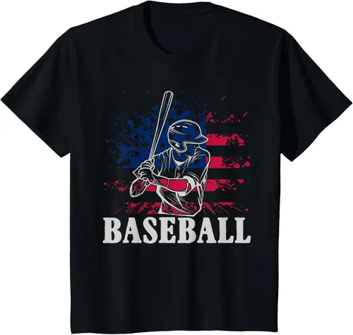 Vista 43 de Camiseta de béisbol deportiva estadounidense con bandera estadounidense, Negro, S
