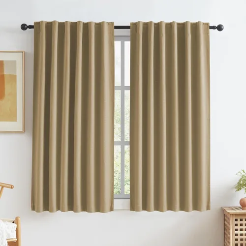 Vista 40 de KEQIAOSUOCAI - Cortinas opacas naturales de 108 pulgadas de largo, cortinas modernas con pestaña trasera, paneles plisados para sistema de cortina