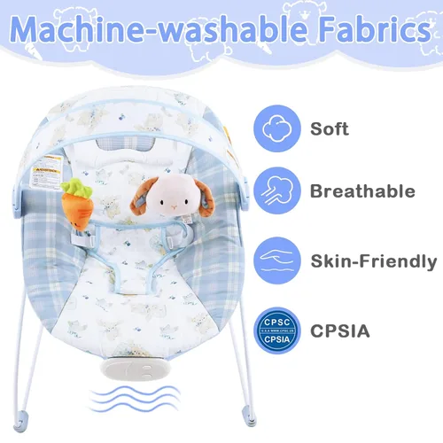 Vista 5 de Bouncer para bebés, asiento hinchable para bebés con música y vibraciones, balancín portátil para recién nacidos