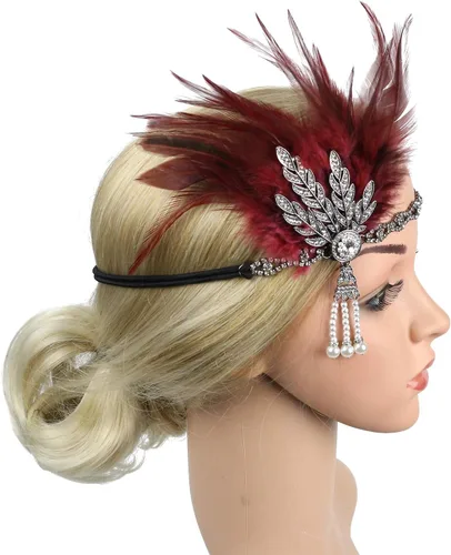 Vista 4 de Positive Costume Diadema vintage con diseño de margaritas Buchanan, disfraz de tiara de hoja de Gatsby, accesorio para el cabello de los años 20
