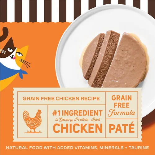 Vista 3 de Merrick Purrfect Bistro - Alimento húmedo para gatos adultos, sabor a paté enlatado suave, sin granos, receta de pollo con alto contenido