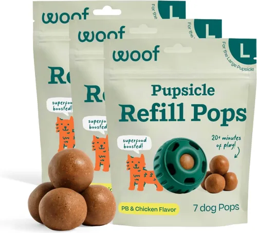 Vista 27 de WOOF Pupsicle Refill Pops - Snacks para perro de poco desorden - con mantequilla de cacahuete y carne de res - Premios para perro - De larga
