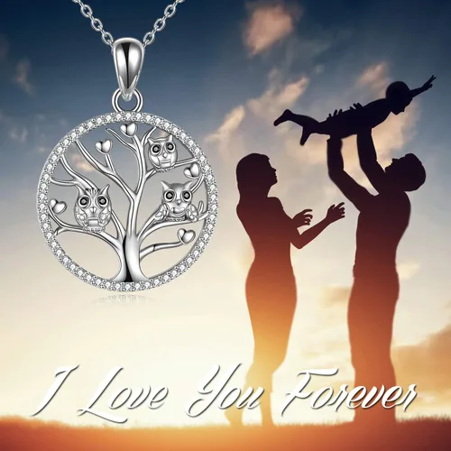 Vista 6 de Owl Gift for Women Owl Tree of Life Pendant Necklace for Women 925 Sterling Silver Tree of Life Owl Jewelry Gift for Women Mother
