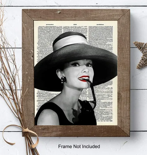 Vista 7 de Audrey Hepburn - Arte de pared de diccionario – Foto glamorosa de 8 x 10 – Regalo único elegante para los fanáticos de las películas vintage