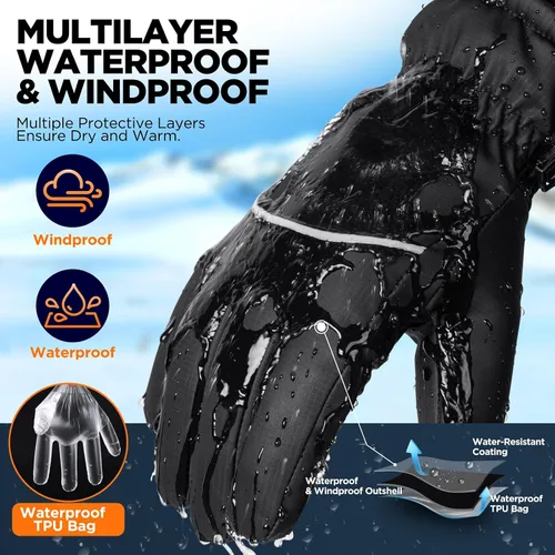Vista 3 de rivmount Guantes de invierno para mujeres y hombres, guantes térmicos de esquí para clima frío con cálidos, impermeables, pantalla táctil
