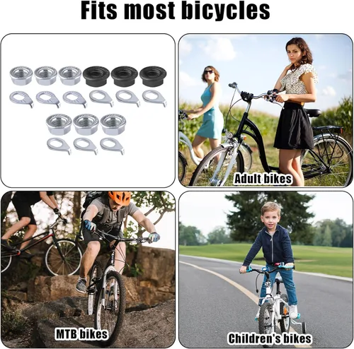 Vista 7 de Kit de arandela de seguridad de tuerca de eje de rueda de bicicleta y cubo de bicicleta, piezas de tuercas con bridas Accesorios para eje de rueda