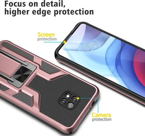 Vista 3 de Funda compatible con Moto G Power 2021 resistente grado militar a prueba de golpes, doble protección (TPU+PC), funda magnética sólida y duradera