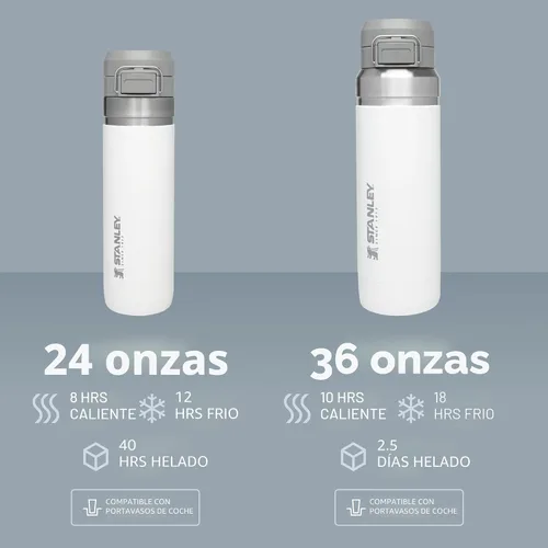 Vista 5 de Stanley Quick Flip GO - Botella de agua de 24 onzas Tapa con botón pulsador A prueba de fugas y empacable para viajes y deportes Acero