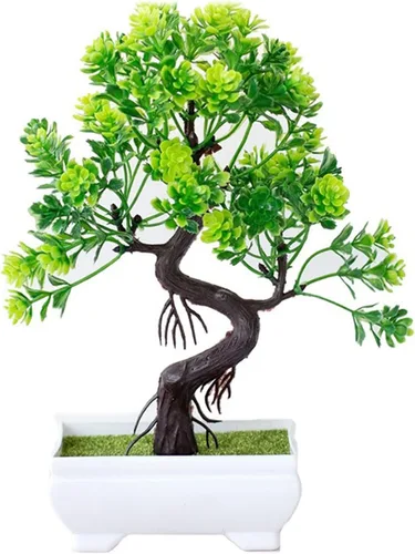 Vista 6 de HASMI Plantas falsas plantas artificiales, plantas de árbol bonsái, flores falsas, adornos en maceta para decoración del hogar, decoración de A-01