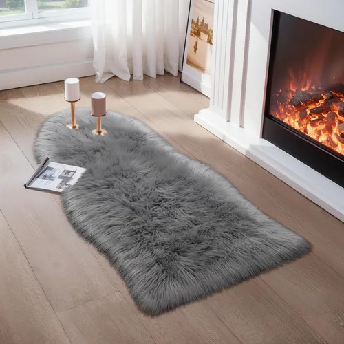 Vista 62 de Ciicool Alfombras de Piel de Oveja Sintética Suaves Alfombra de Piel Sintética Suave Beige Alfombra Esponjosa Funda para Silla y Sofá Alfombra