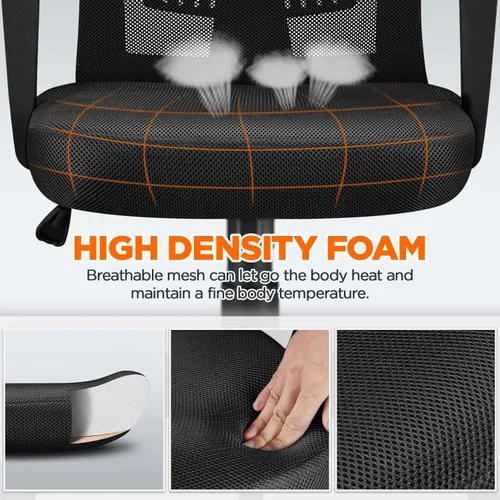 Vista 6 de Topeakmart Escritorio giratorio de oficina ergonómico de malla ajustable soporte lumbar para computadora, respaldo medio, reposabrazos