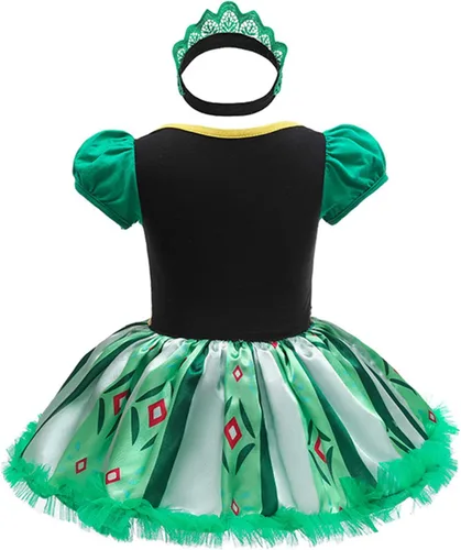 Vista 3 de Vestidos de princesa para niñas pequeñas, disfraz de mameluco para cumpleaños, Navidad, Halloween con diadema de 0 a 18 meses