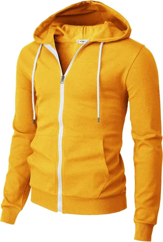 Vista 33 de H2H Sudadera con capucha y cremallera para hombre, ligera, de manga larga, básica, ajustada, de algodón, con bolsillo Cmohol048-gris