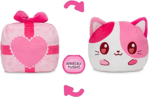 Vista 3 de TeeTurtle - Peluche reversible para el día de San Valentín, 4 pulgadas Gato