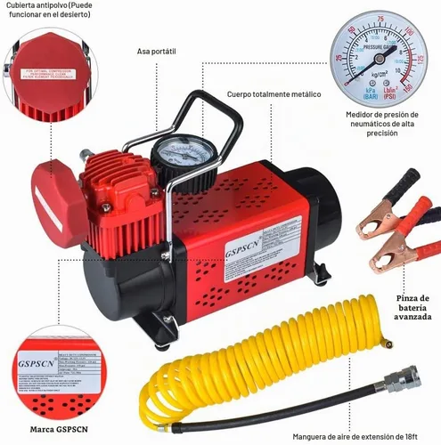 Vista 2 de GSPSCN Inflador de neumáticos resistente 150PSI 12V Bomba de compresor