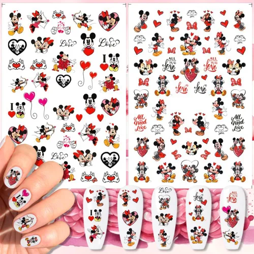 Vista 3 de Calcomanías de arte de uñas de San Valentín, calcomanías autoadhesivas 3D, diseño de corazón romántico, diseño de corazón romántico, calcomanías