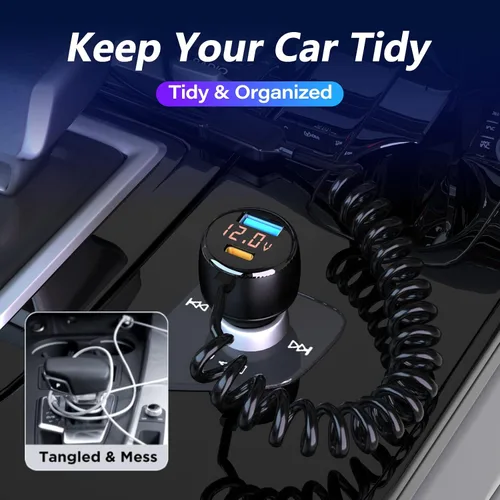 Vista 5 de Phmnkl Cargador de coche de doble puerto de 66 W, 1 unidad - USB C (PD30W) + USB A (QC3.0) - Carga rápida para iPhone 14/13/12, Galaxy S23/22, Pixel