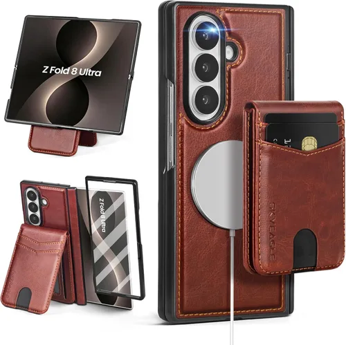 Vista 19 de SkyEagle Funda Cartera magnética desmontable compatible con Magsafe para Samsung Galaxy Z Fold 7 con tarjetero Protector de pantalla integrado