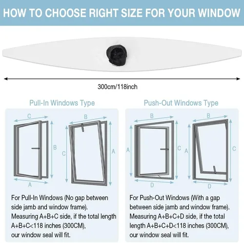Vista 2 de HOXHA Sello universal de ventana para aire acondicionado portátil, kit de sellado de tela de 118 pulgadas con acoplador ajustable y cierre adhesivo