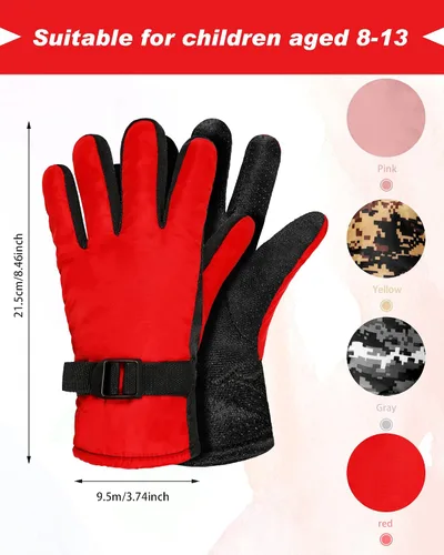Vista 3 de SATINIOR 4 pares de guantes de esquí para niños, guantes impermeables de invierno, guantes de esquí, nieve cálidos, guantes de snowboard unisex