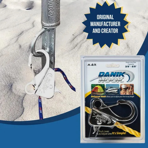 Vista 4 de Danik Hook Gancho de anclaje ajustable de acero inoxidable, sistema de anclaje marino sin nudos para barcos, caravanas y uso al aire libre