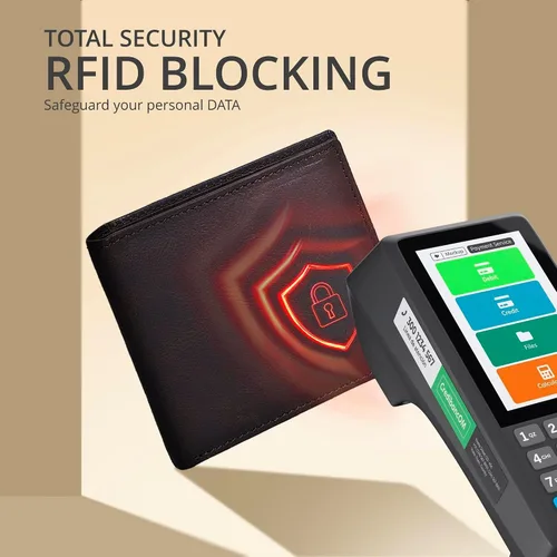 Vista 37 de Carteras RFID delgadas para hombres - Cartera de bolsillo frontal de piel genuina
