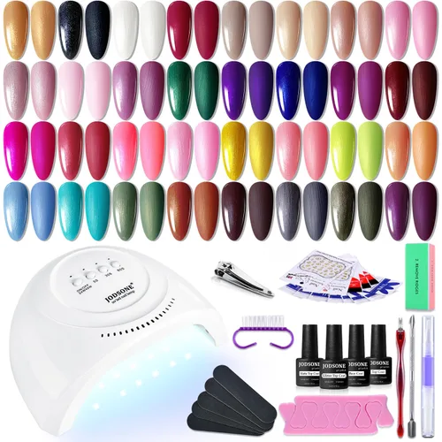 Vista 10 de JODSONE Juego de 23 esmaltes de uñas de gel con base, capa superior brillante y mate, multicolor, de larga duración, adecuado para todas