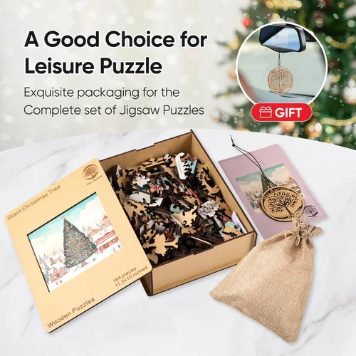 Vista 5 de Rompecabezas de árbol de Navidad Mys Aurora para adultos Hermosos rompecabezas de madera Piezas únicas Rompecabezas de madera para relajarse Regalos