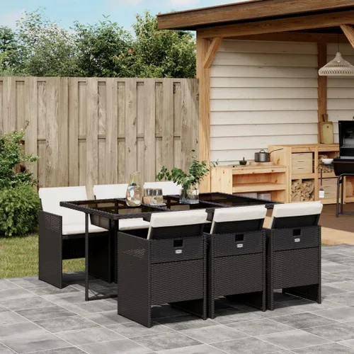 Vista 12 de Juego de comedor de patio de 5 piezas, muebles de exterior sintético de ratán beige, mesa rectangular con 4 sillas, resistente a la intemperie