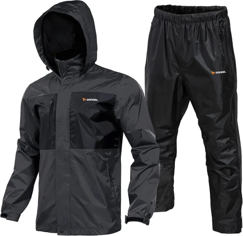 Vista 11 de Rodeel Traje impermeable para pesca para hombres (conjunto de chaqueta y pantalón de lluvia)