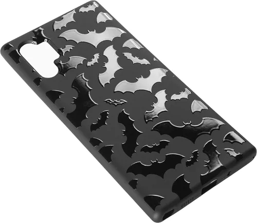 Vista 3 de Funda de teléfono negra mate compatible con Samsung Galaxy Note 10 4G 2019 – Funda protectora de goma delgada con diseño de murciélagos, diseño