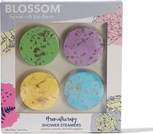 Vista 3 de Blossom Vaporizadores de ducha de aromaterapia, tabletas de bomba de baño con aceites esenciales para alivio del estrés y relajación, paquete de 4