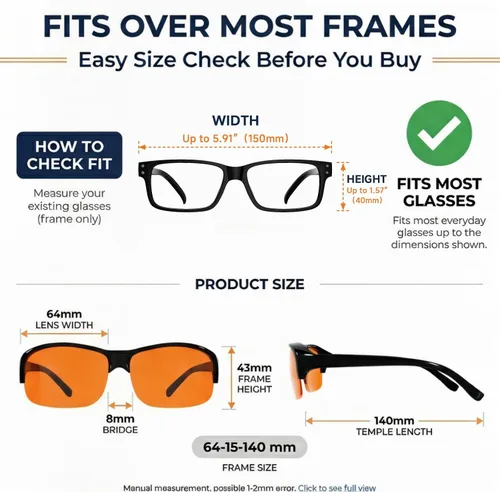 Vista 4 de Eyekepper Blue Light Reduction Fitover Glasses with Amber Lens Computer Glasses for Digital Screen,Wear Over Most Eyewear or Alone for