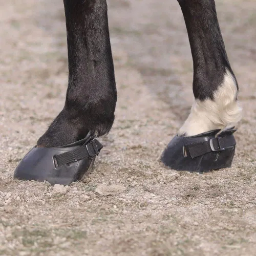 Vista 8 de Dura-Tech Botas protectoras de goma para caballo, máxima protección de pezuñas, ideal entre bordes o zapatos perdidos, estilo fácil de poner, correa