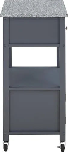 Vista 12 de OSP Home Furnishings Fairfax Farmhouse - Carrito de cocina con parte superior de granito, armario de almacenamiento rodante con toallero, estante
