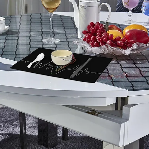 Vista 4 de Ice Cream Cone Heartbeat Placemats Set of 6 Resistant Table Mats Washable Place Mats for Dinner Party Table Decoration