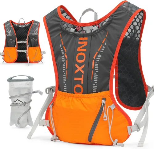 Vista 12 de INOXTO - Mochila de hidratación para correr, ligera, aislada, con bolsa de agua de 1.5 L, mochila para senderismo, correr, ciclismo, carrera