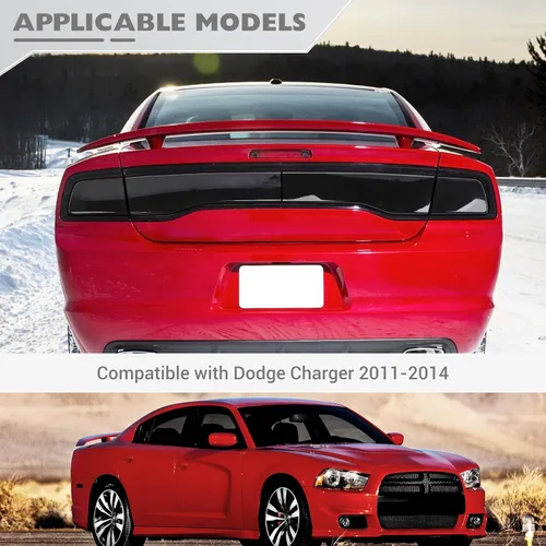 Vista 7 de JeCar Cubierta de luz trasera ahumada luz trasera para 2011 2012 2013 2014 Dodge Charger Accesorios exteriores