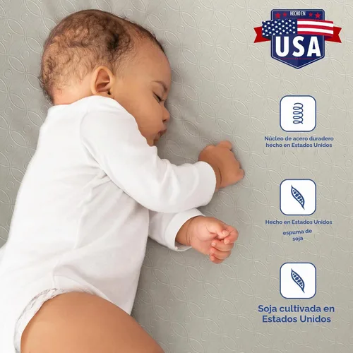 Vista 8 de Sealy Posture Perfect - Colchón impermeable de 2 etapas para cuna y colchón para cama de bebé, espuma viscoelástica híbrida y 150 bobinas de alta